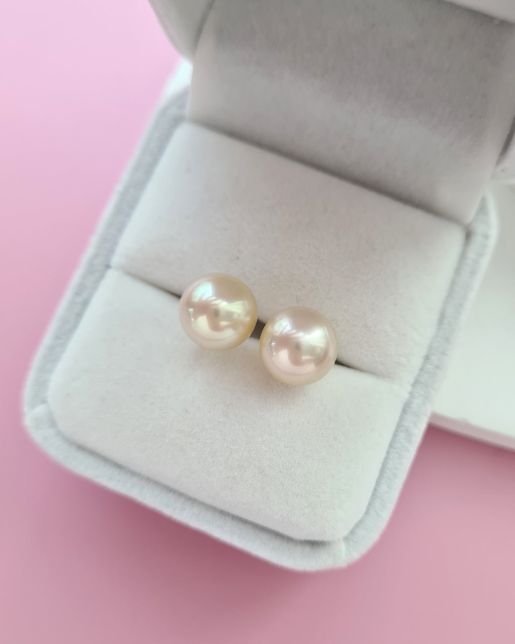 Golden South Sea Pearl 18K Gold Stud Earrings - 9.8mm to 9.9mm, Timeless Pearl Jewelry in Singapore