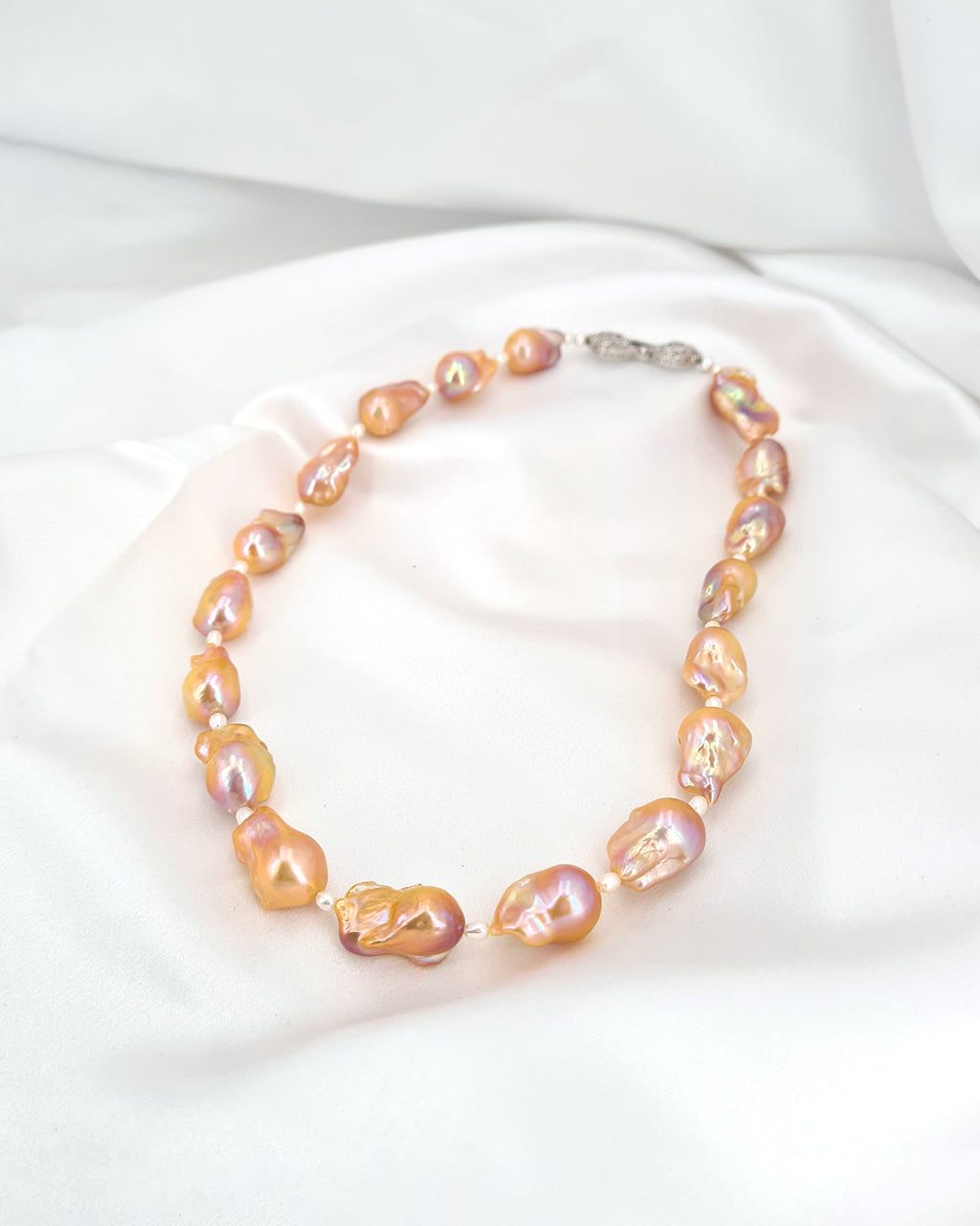 Retailer of Freshwater white oval baroque pearls 1 layers necklace jpm0367  | Jewelxy - 143460