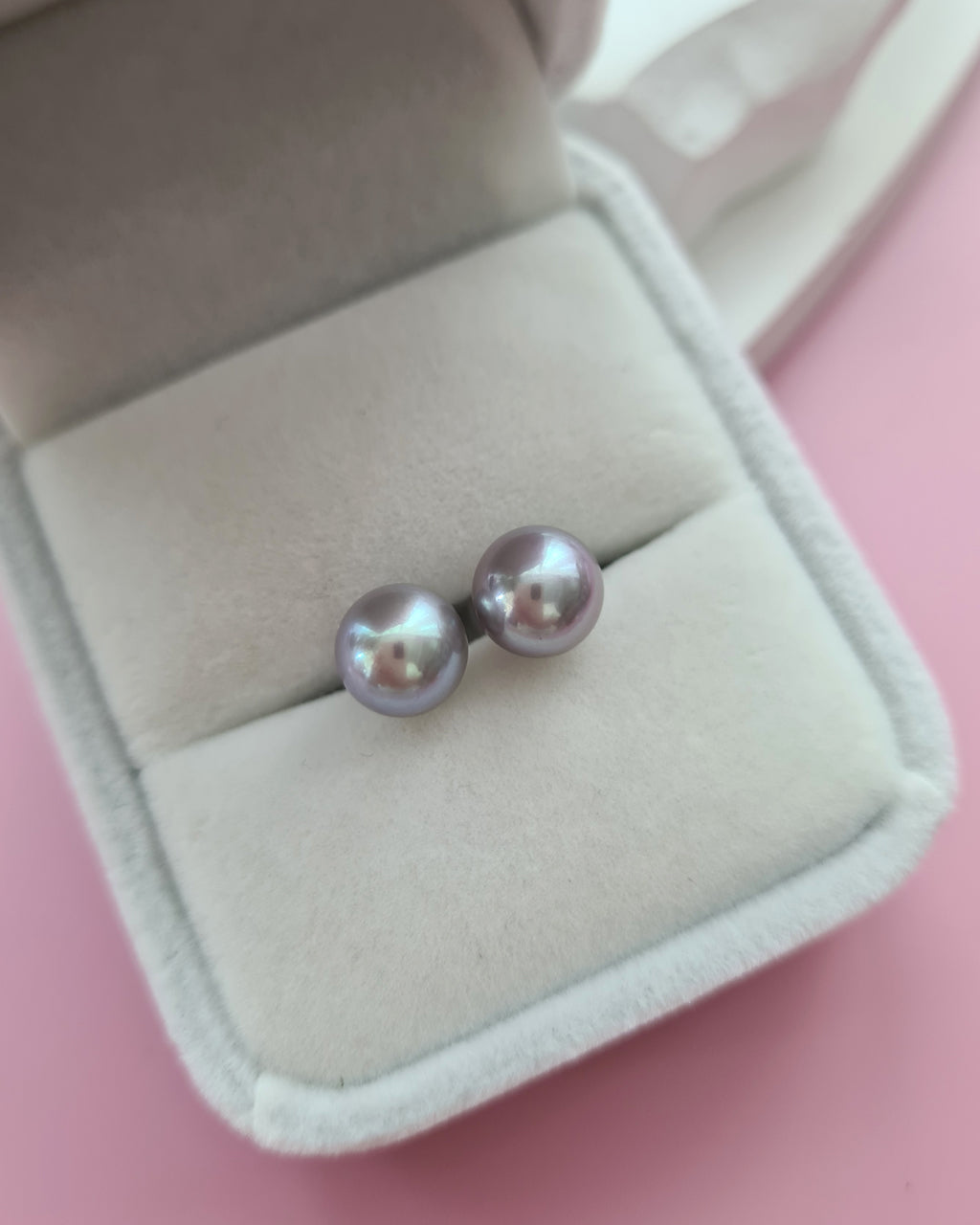 Silver Blue Akoya Pearl 18K Gold Stud Earrings, Pearl Jewelry in Singapore