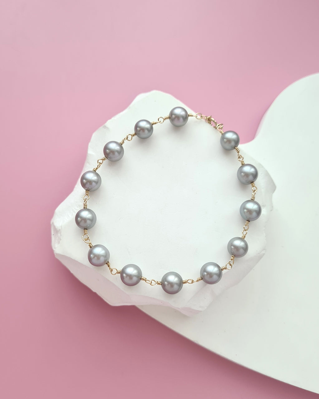 Silver Blue Akoya Pearl Bracelet, modern pearl jewelry in Singapore