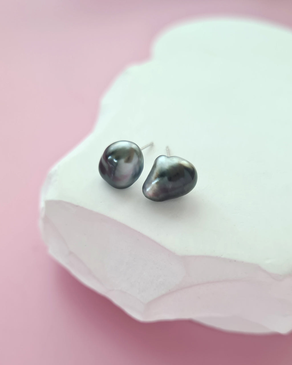 Tahitian Keshi Pearl Stud Earrings - 18k White Gold