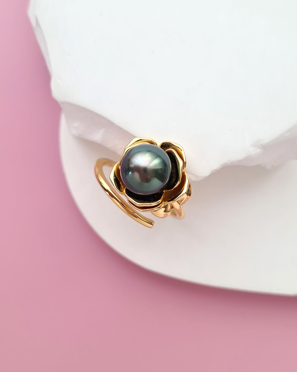 Tahitian Pearl Floral Wrap Ring, Modern Pearl Jewelry in Singapore