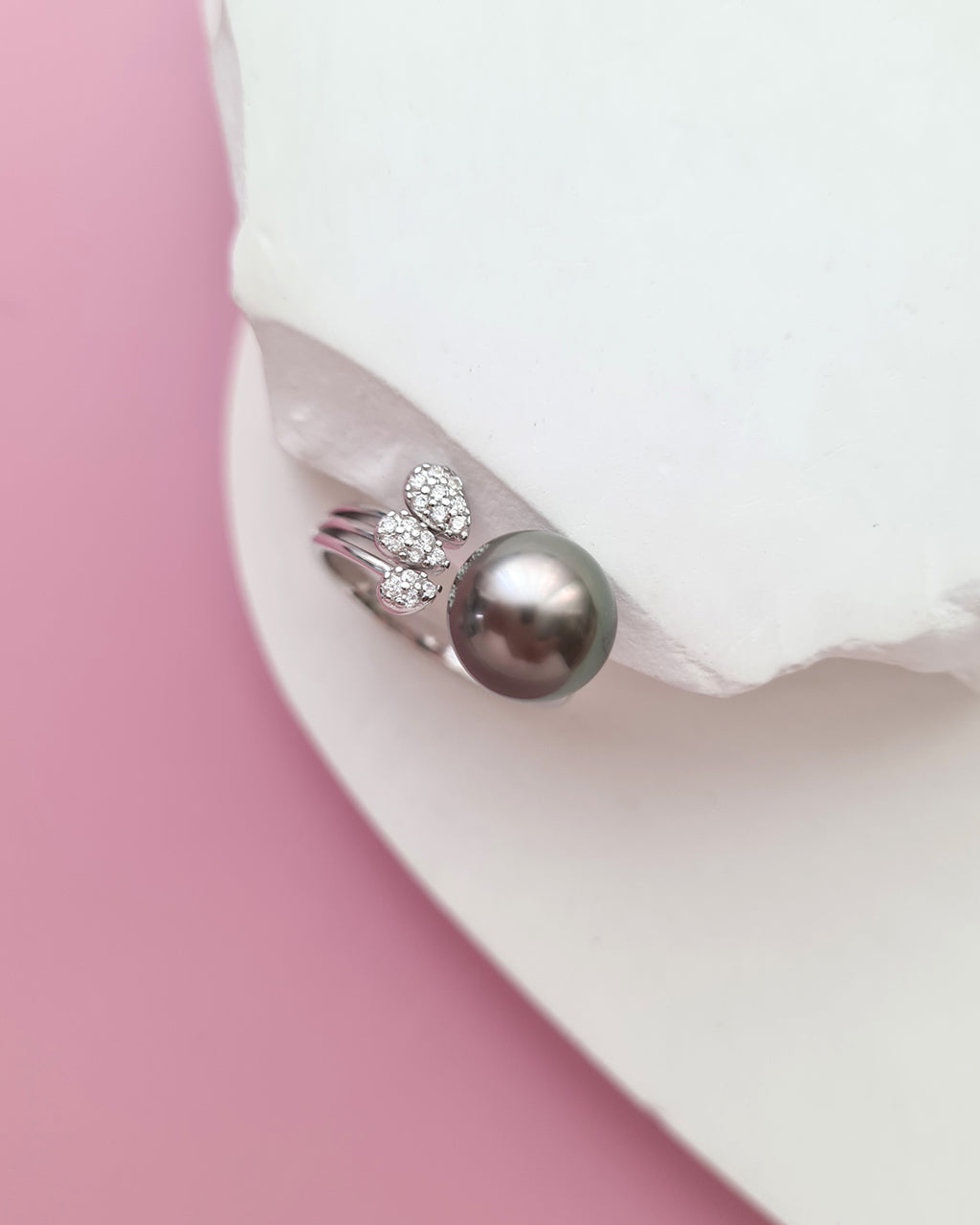 Tahitian Pearl Open Ring, Modern Pearl Jewelry in Singapore