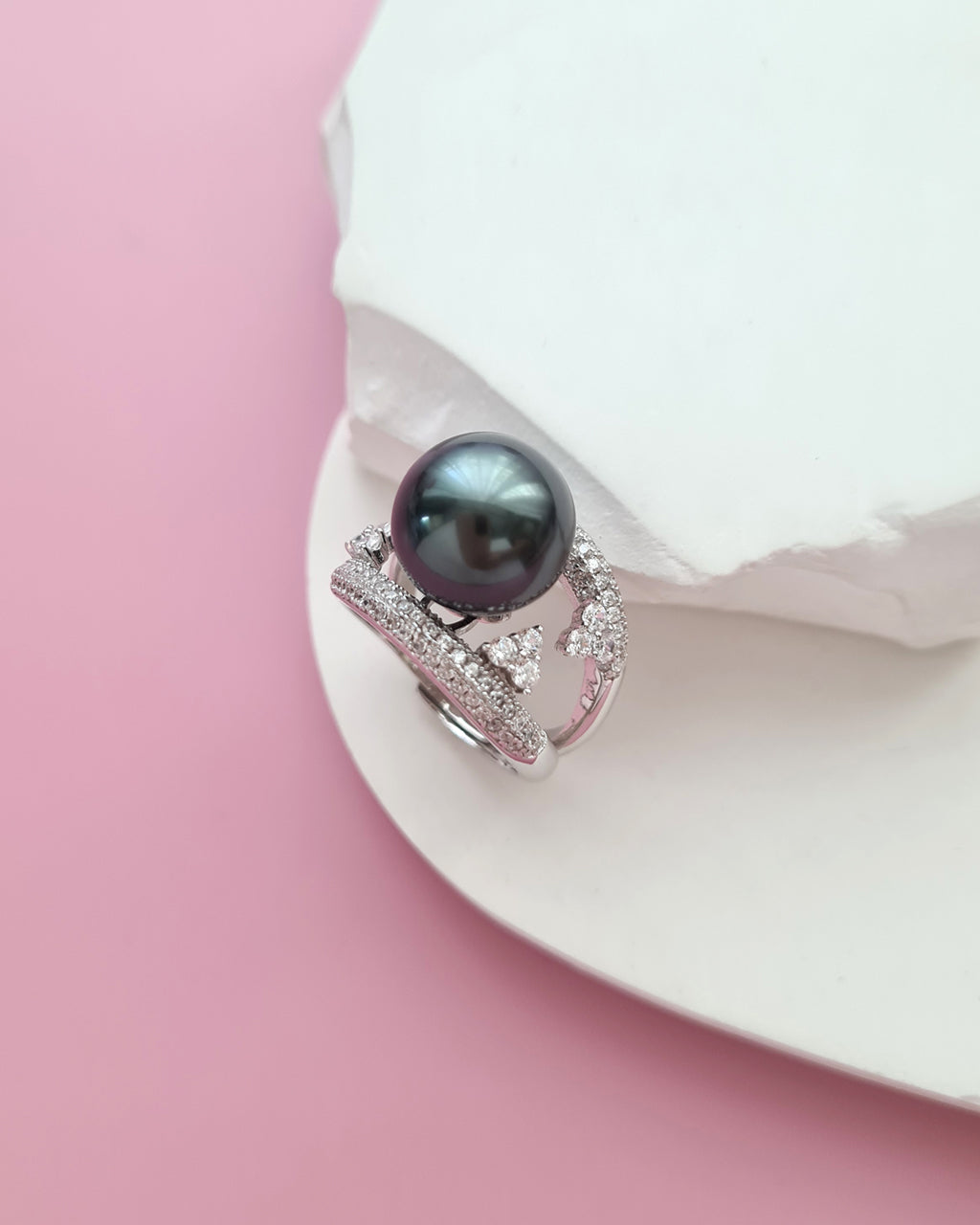 Tahitian Pearl Ring 12mm, modern Pearl Jewelry in Singapore