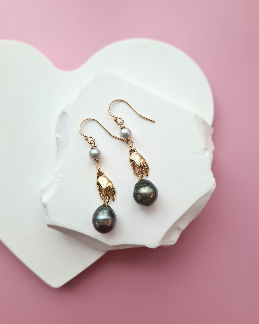 Tahitian Pearl and Akoya Pearl Earrings - Holding on, Pearl Jewelry in Singapore