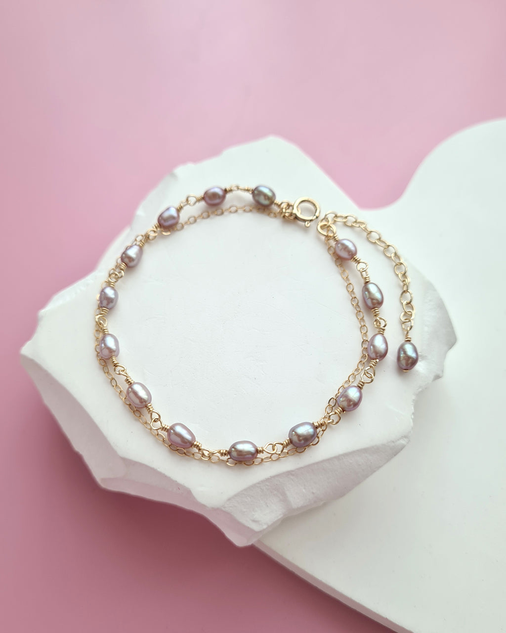 Tiny Pearl Bracelet - Small Purple Pearl 14k Gold Filled Bracelet Handmade in Singapore