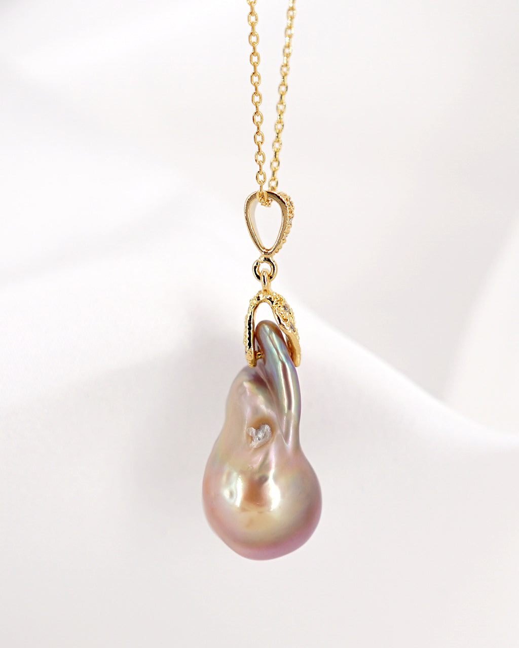 Gold Plated Baroque Freshwater Pearl Keychain / Pendant - Jean Joaillerie