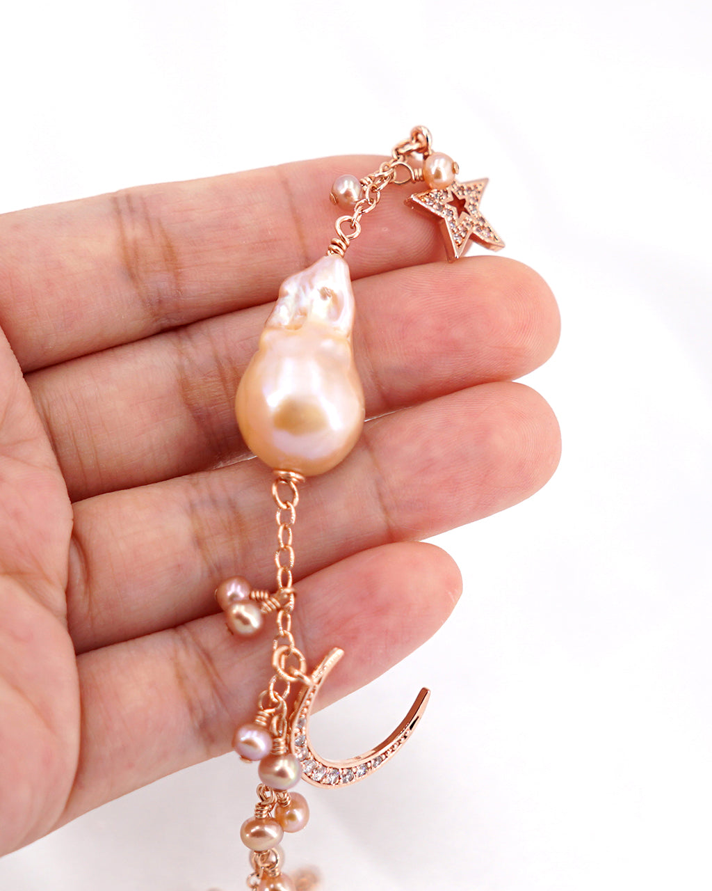 Celestial x Pink Baroque Pearl Bracelet