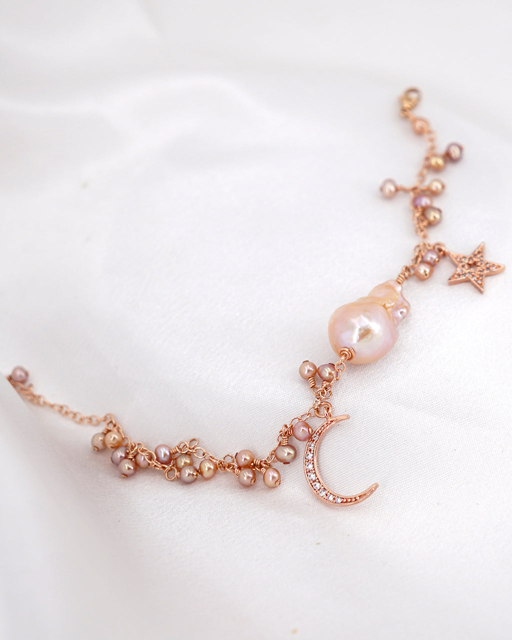 Celestial x Pink Baroque Pearl Bracelet