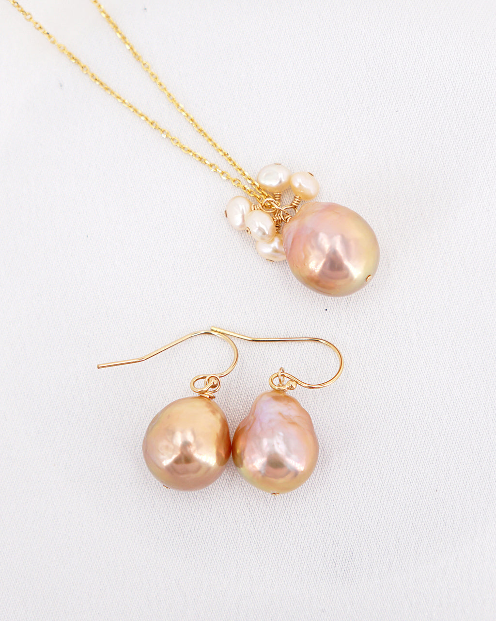 Luminous Edison Pearl Necklace | Gold Freshwater Baroque Metallic