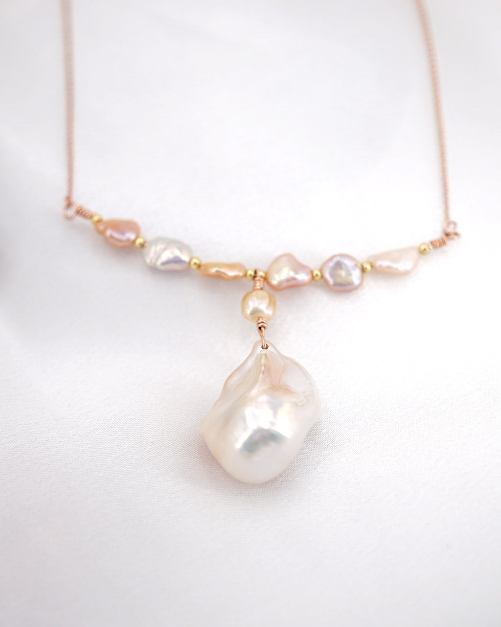 Large White Baroque Pearl Necklace - Detachable Clasp