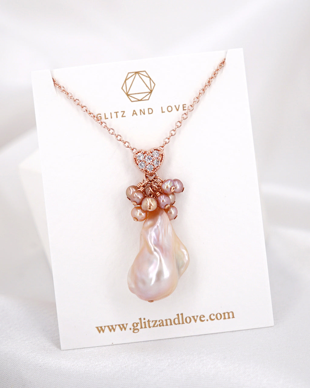 Rose Gold Crystal Necklace Pearl Drop Crystal Necklace Rose 